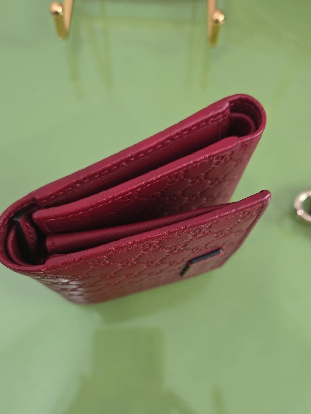 Gucci Guccisima Burgundy Red Mini Shoulder Bag with Tassel and Wallet